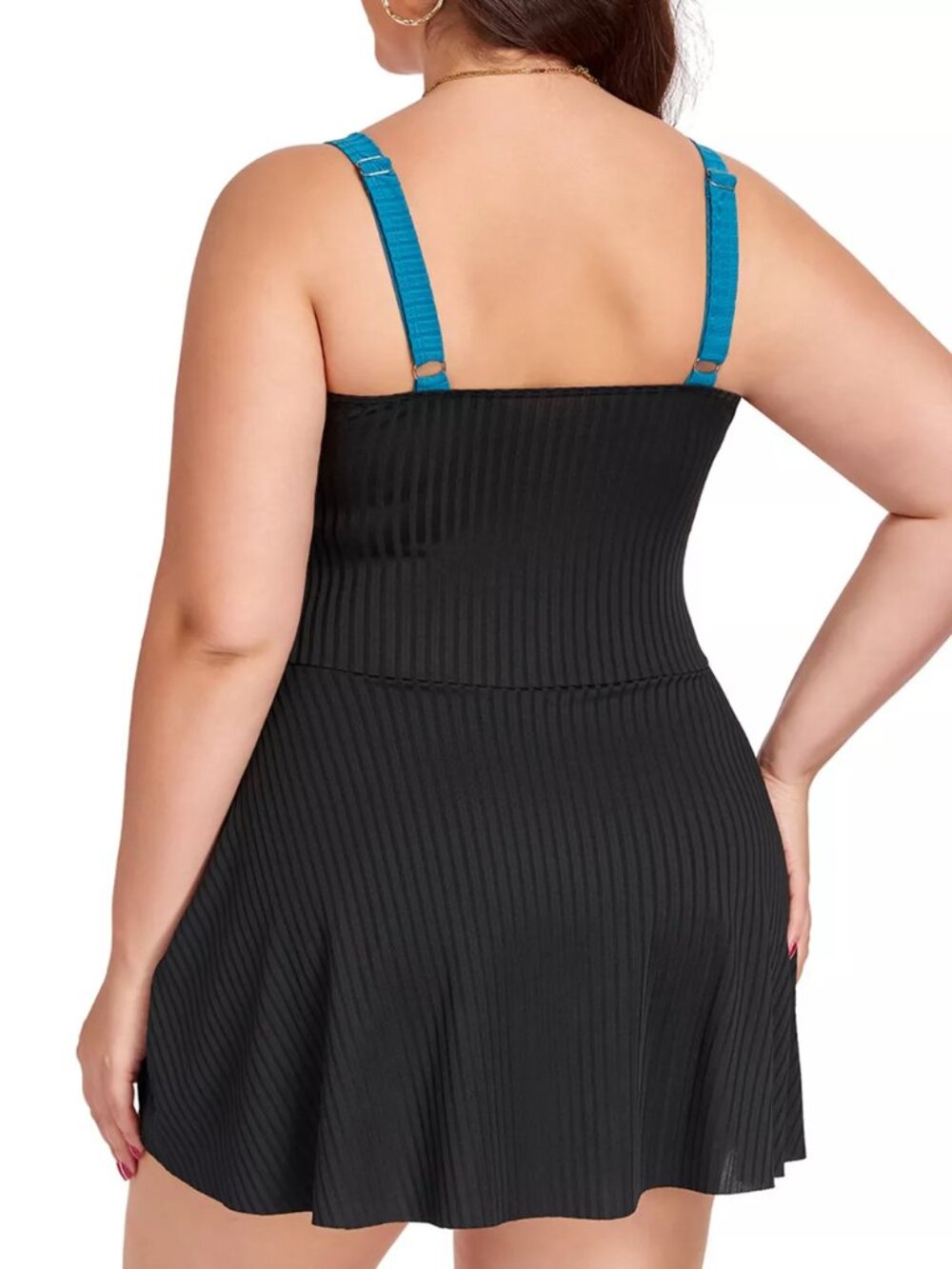 Plus Size Ruched One-Piece Swim Dress - Picture 6 of 16